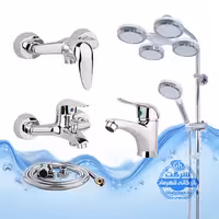 ست 5 عددی شیرآلات مدل قهرمان | روشویی   توالت   حمام   ظرفشویی   علم دوش هلی شاتی | کروم براق
