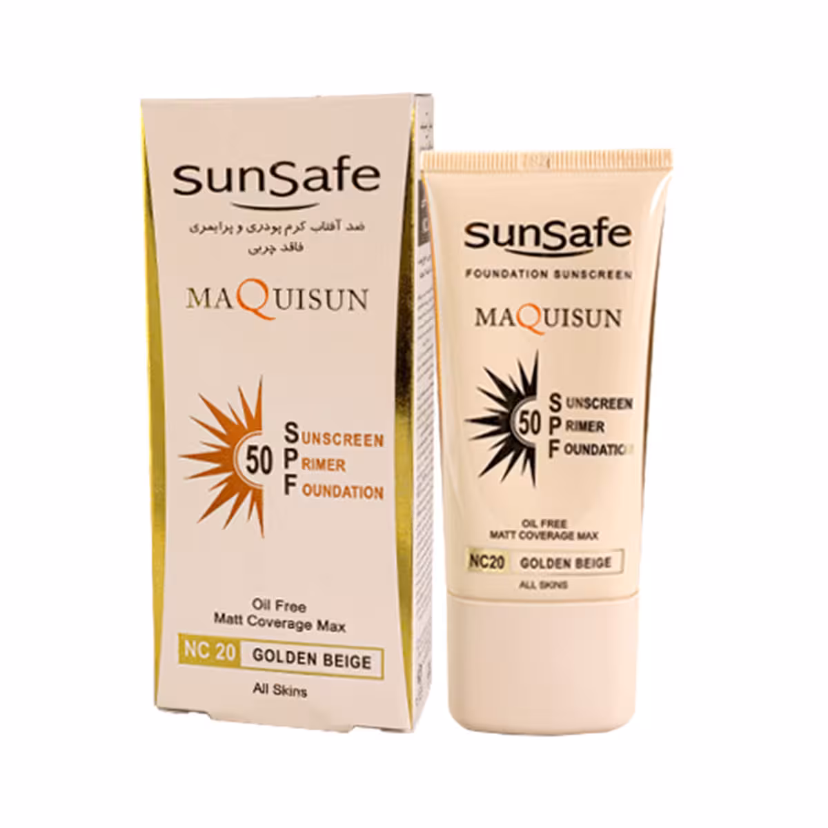 ضد آفتاب کرم پودری و پرایمری فاقد چربی SPF50 بژ رز گلد سان سیف – Sun Safe