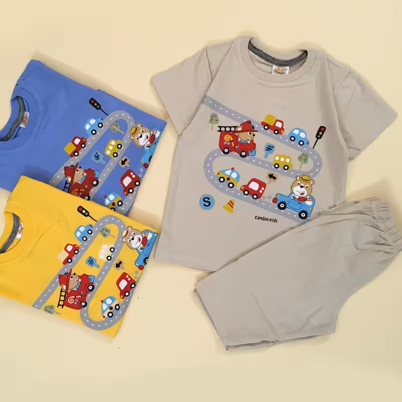 ست تیشرت شلوارک طرح جاده سایز 40 تا 55