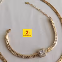 دستبند استیل طلایی نگین دار زنانه