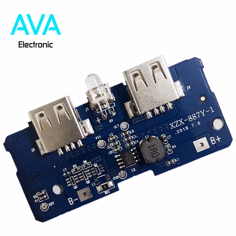 برد پاور بانک 5v 2.1A با دوخروجی USB (ماژول شارژ و دشارژ)