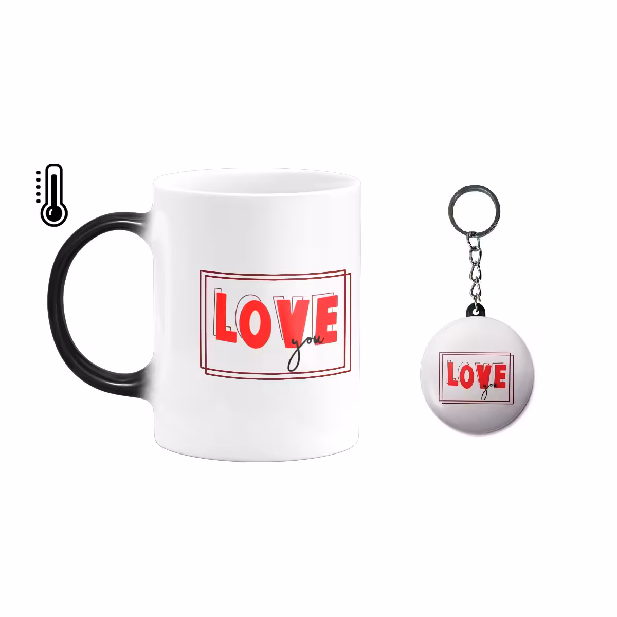 ماگ حرارتی طرح عشق کد 36 به همراه جاکلیدی