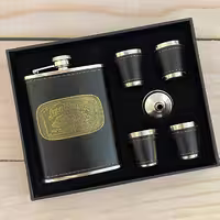ست قمقمه جیبی 4 تایی چرمی جیم بیم (Jim Beam)