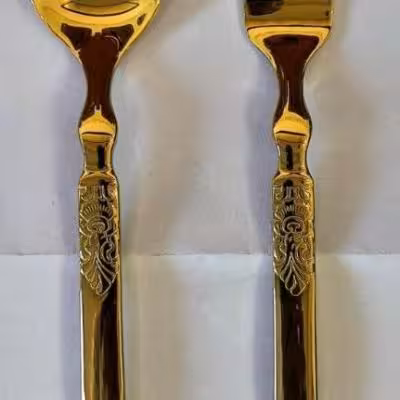 سرویس قاشق و چنگال تمام طلایی 24 نفره 128 پارچه جی وان مدل گراسو سلطنت