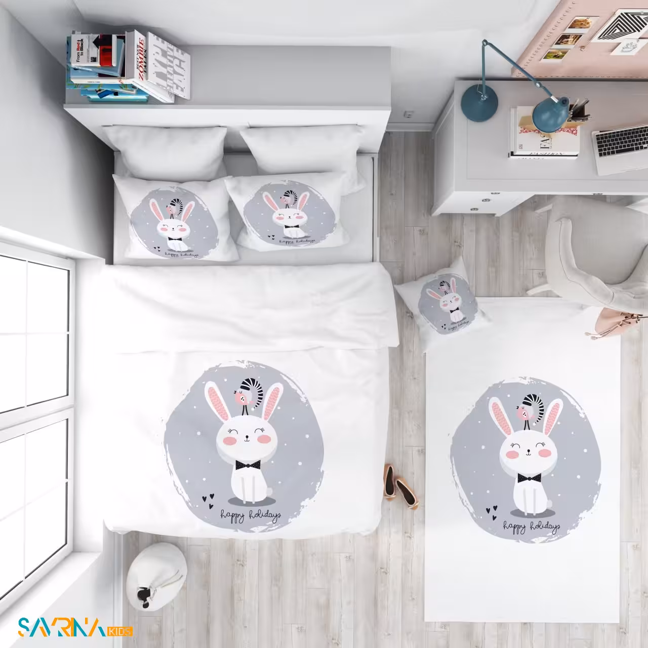 سرویس روتختی طرح خرگوش برفی یک نفره کد AS1748