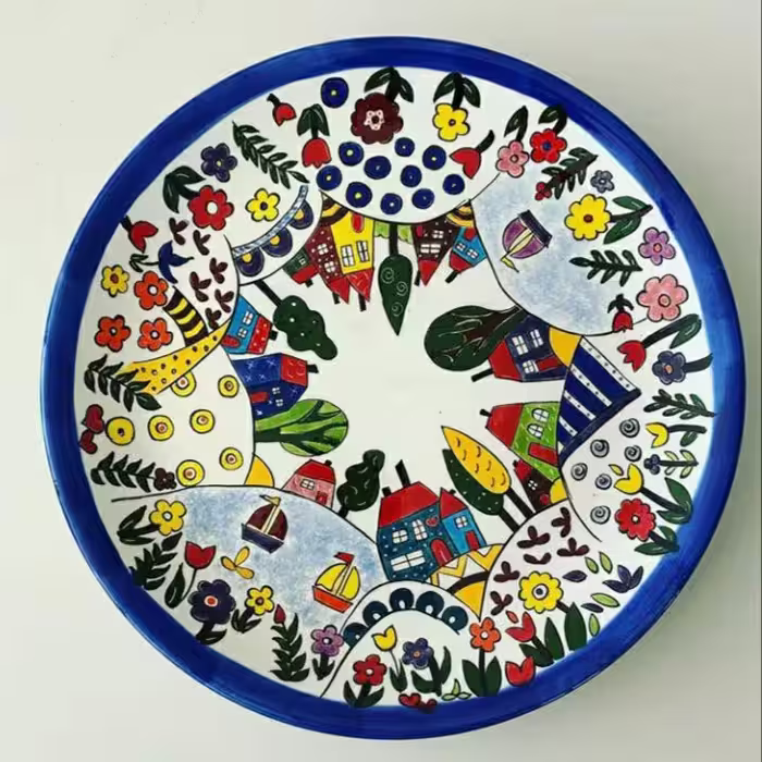 بشقاب دیوارکوب سفالی طرح فانتزی کد 102571