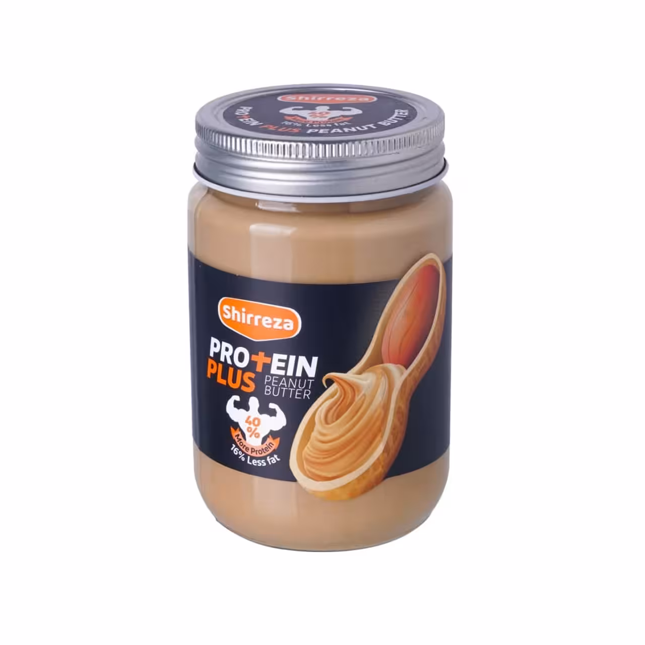 کره بادام زمینی با پودر پروتئین شیر رضا 450 گرمی