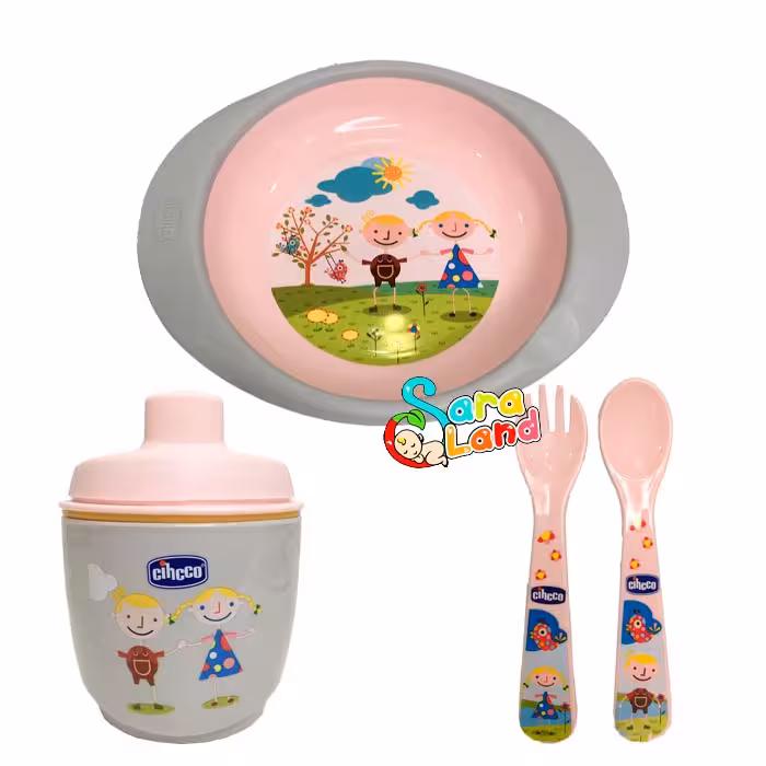 سرویس غذاخوری 4 تکه Cihcco استپ دار طرح دختر و پسر طوسی