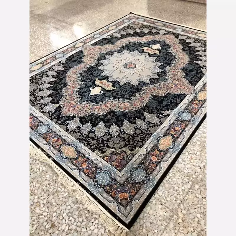 فرش ماشینی کاشان700شانه طرح آرواناسرمه ای12متری(باارسال رایگان)