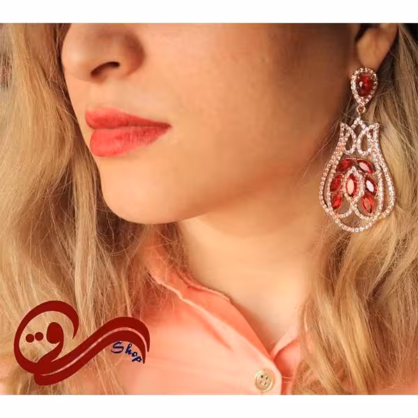 گوشواره طرح انار قرمز