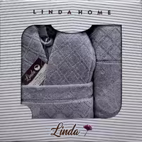 حوله نیم سرویس Linda لوزی نقره آبی