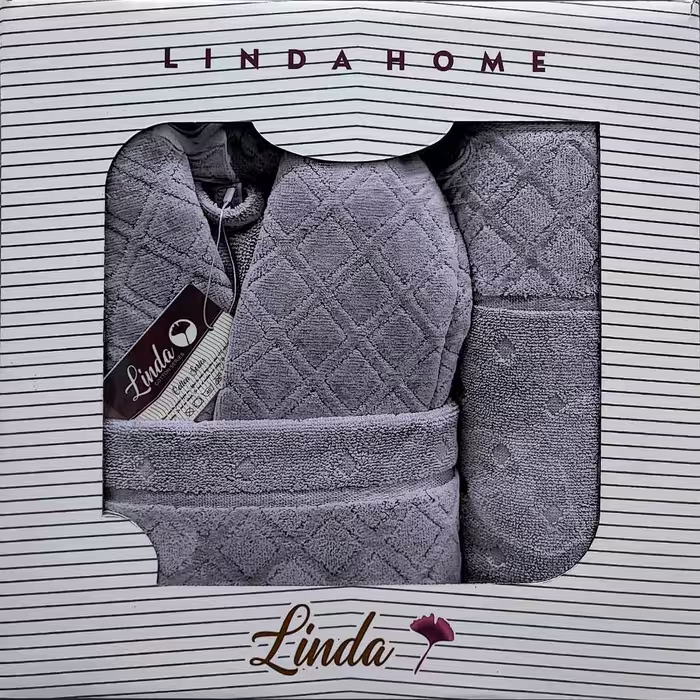 حوله نیم سرویس Linda لوزی نقره آبی