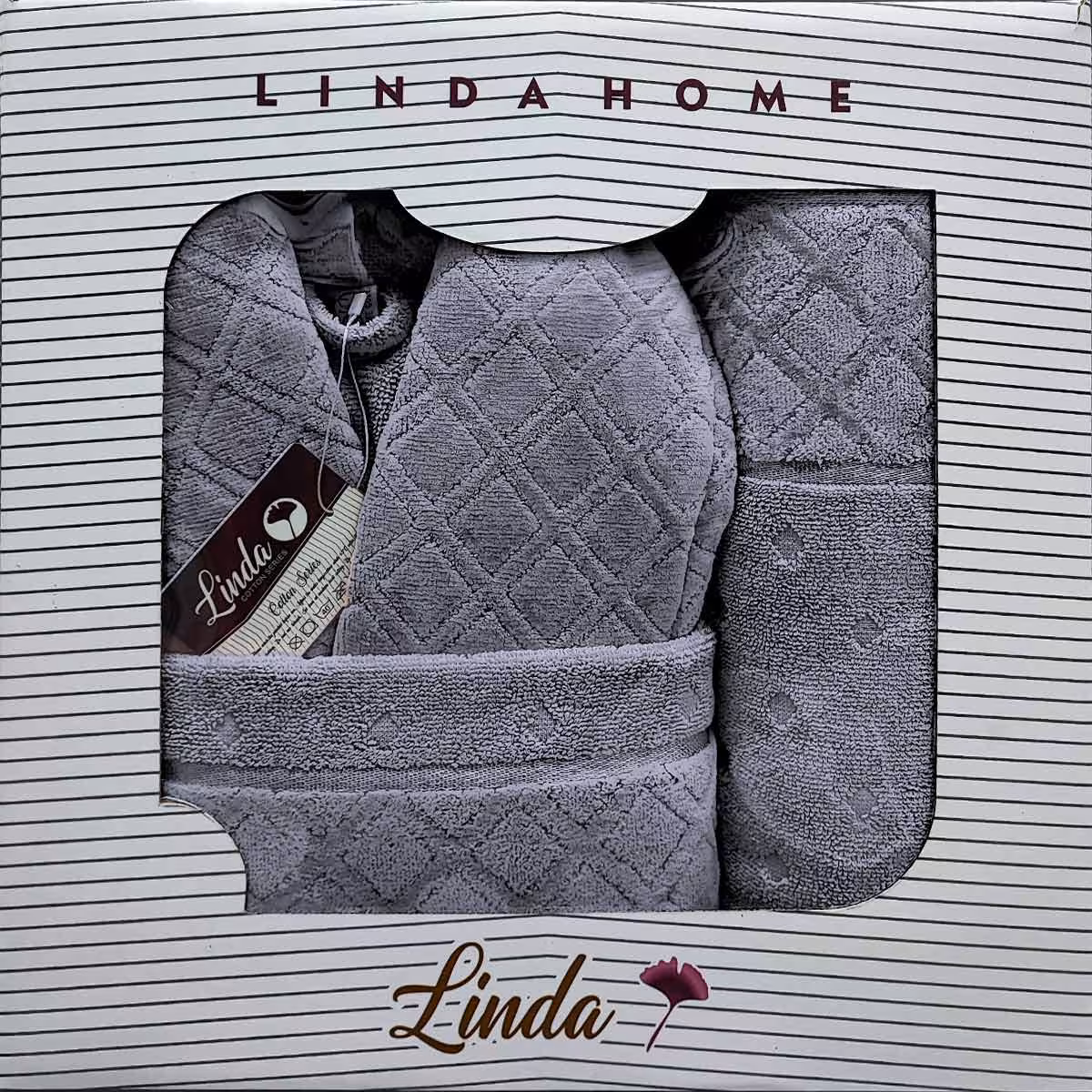 حوله نیم سرویس Linda لوزی نقره آبی