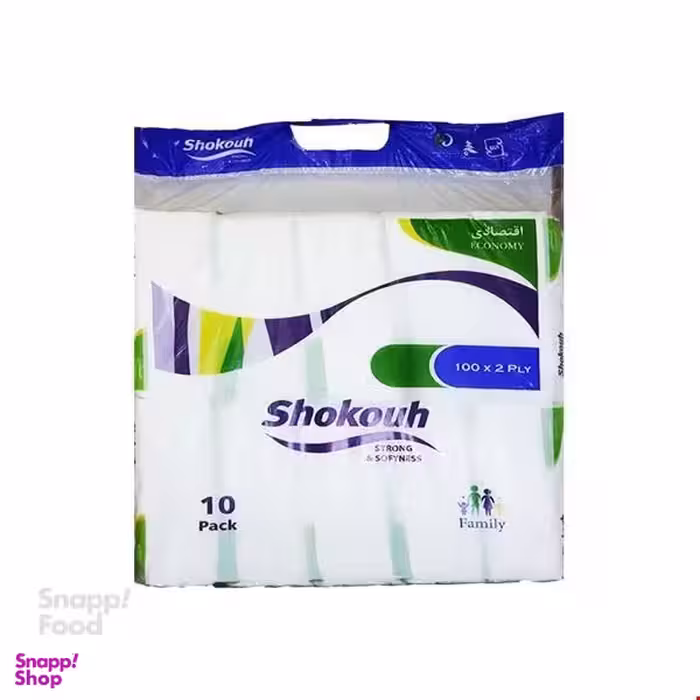 دستمال کاغذی اقتصادی شکوه (Shokoh) تعداد 200 برگ بسته 10 تایی