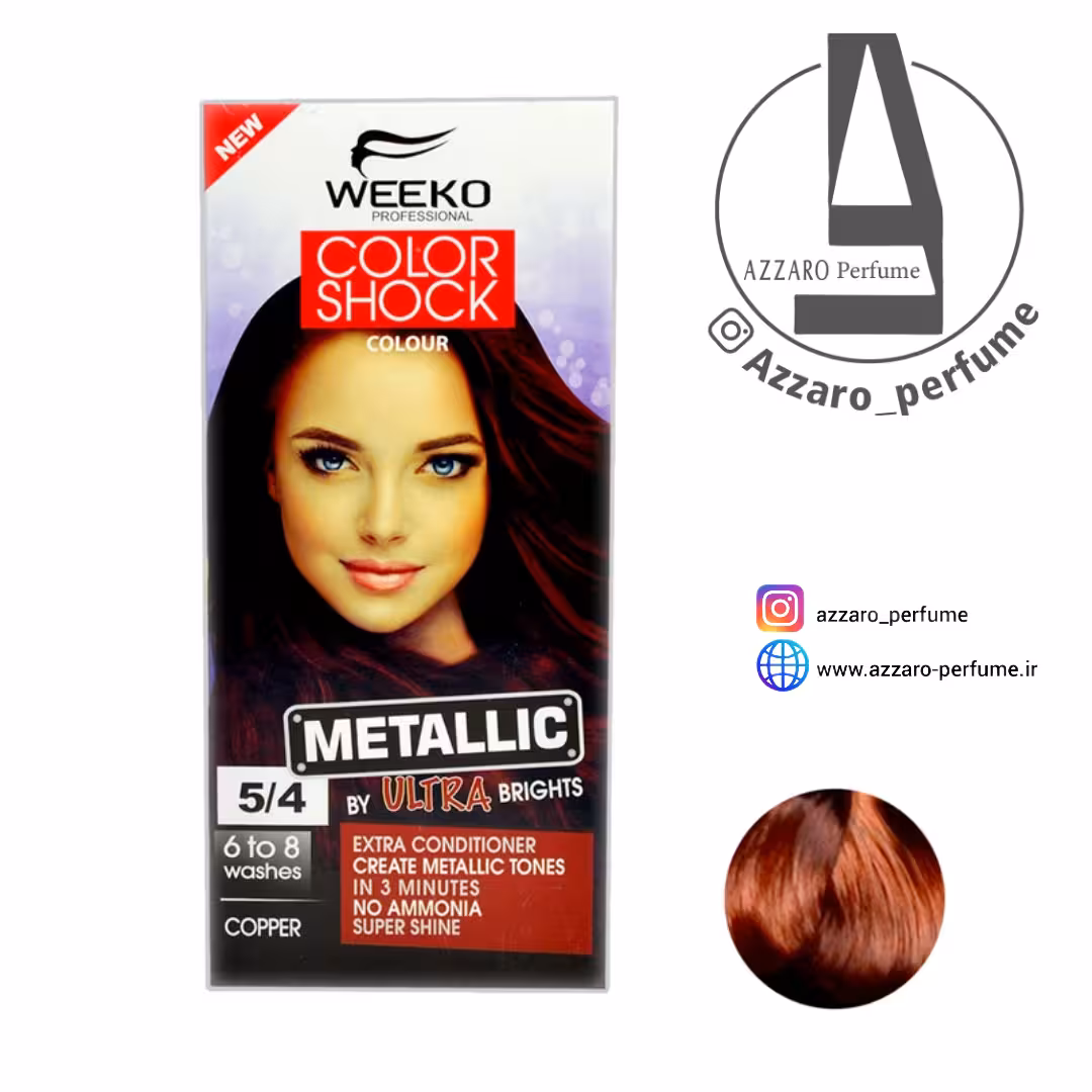 کیت رنگ مو ویکو رنگ مسی مدل color shock شماره 5/4 حجم 80 میل