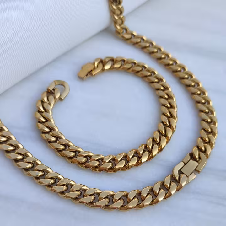 ست گردنبند و دستبند کارتیر 9 میل قفل کتابی