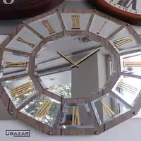 ساعت دیواری  چوبی و آینه ای