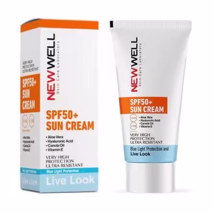 کرم ضد آفتاب بدون رنگ نیوول NEWWELL حاوی SPF 50 حجم 50 میلی لیتر