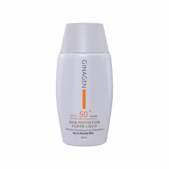 ضد آفتاب فیوژن واتر بی رنگ SPF 50 ژیناژن مناسب پوست خشک و نرمال حجم 50 میلی لیتر