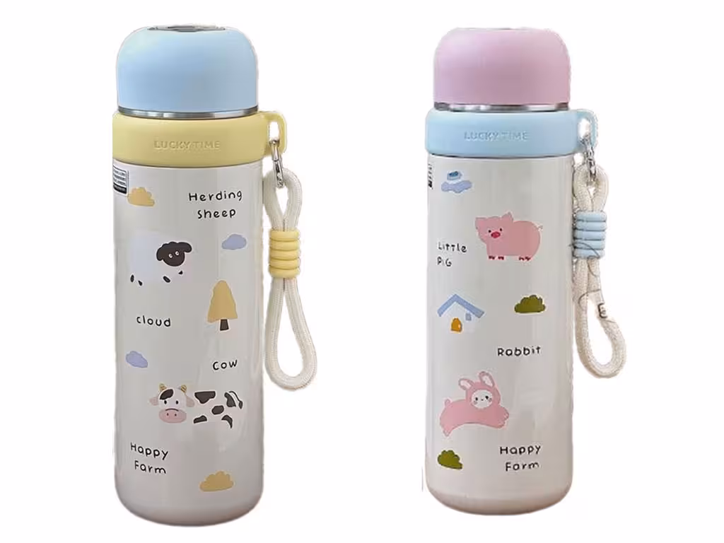 فلاسک استیل حجم 500 میلی لیتر دارای توری صافی و بند دستی