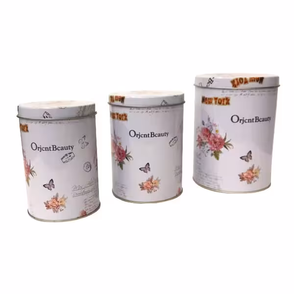 جعبه فلزی استوانه طرح رز مجموعه 3 عددی