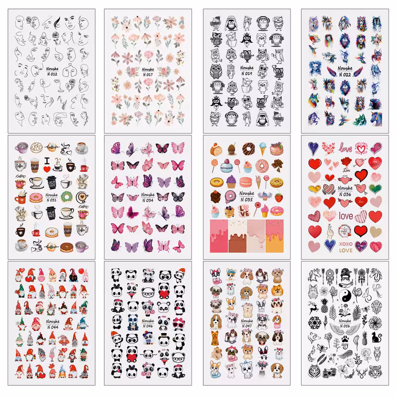 برچسب لنز ناخن کد N012-056 مجموعه 12 عددی