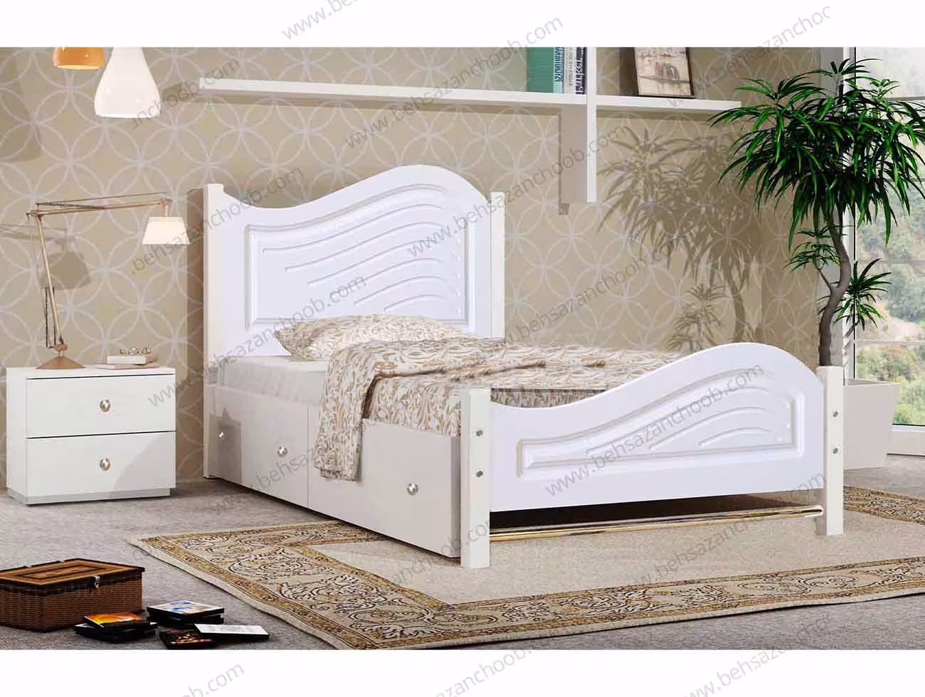 تخت تک نفره چوبی موج وکیومی T125