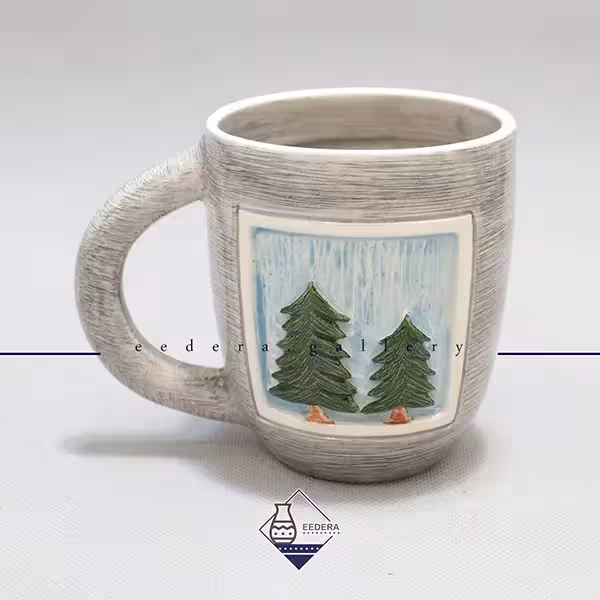 ماگ دستساز برجسته طرح کاج