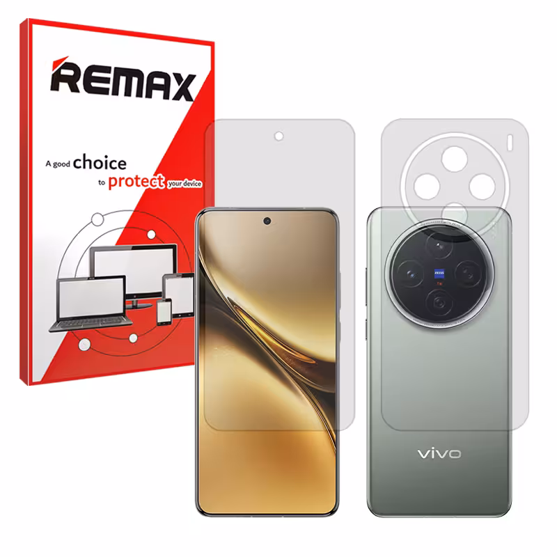 گلس صفحه نمایش و پشت گوشی ویوو X200 مدل هیدروژلی شفاف برند ریمکس کد SS