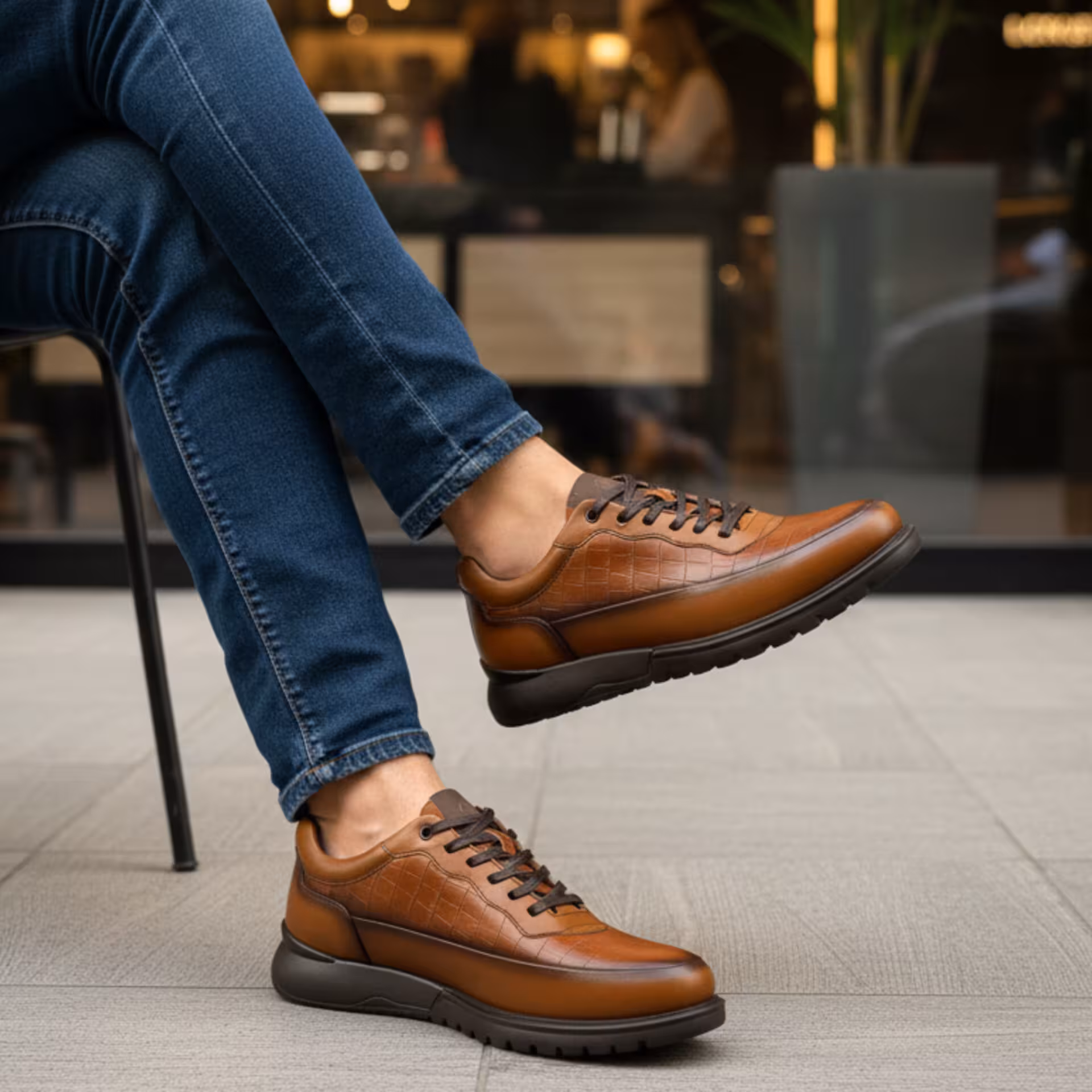 کفش چرم مردانه اسپرت کد SP171TN رنگ عسلی