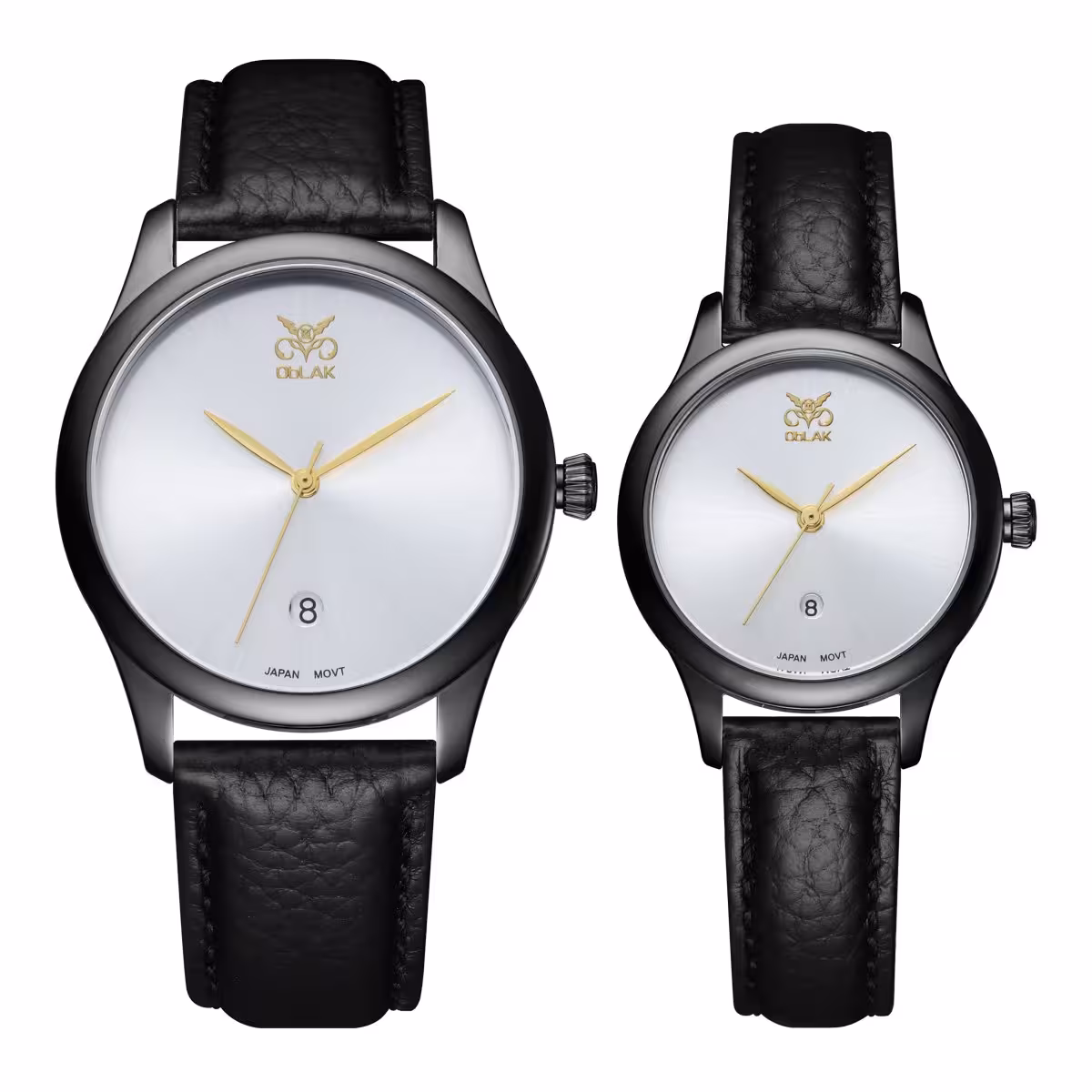 ست ساعت مچی عقربه ای زنانه و مردانه اوبلاک مدل 72702 رنگ تیتان صفحه سفید