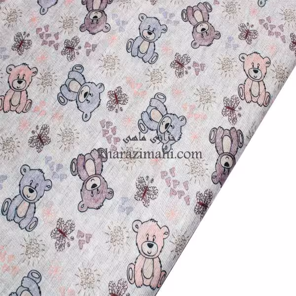 پارچه تریکو طرح خرس و پروانه