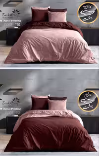 روتختی دورو تک رنگ زرشکی و صورتی  دونفره شش تکه برند ترکسان کد TS1