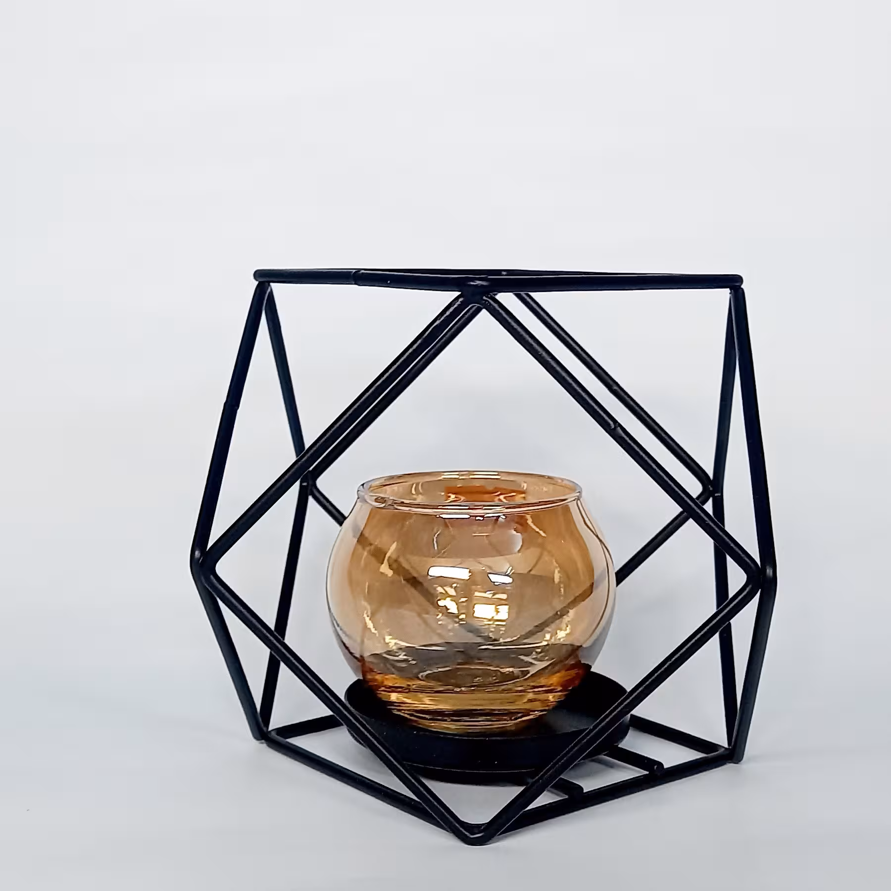 جا شمعی فلزی حجمی شش ضلعی