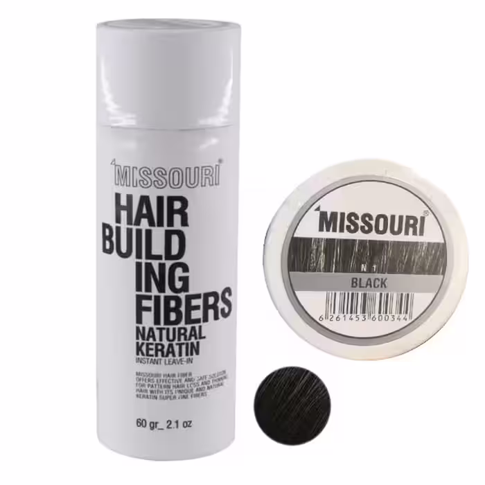 پودر مو مشکی حجم دهنده میسوری Missouri Hair Bulding Fibers N1