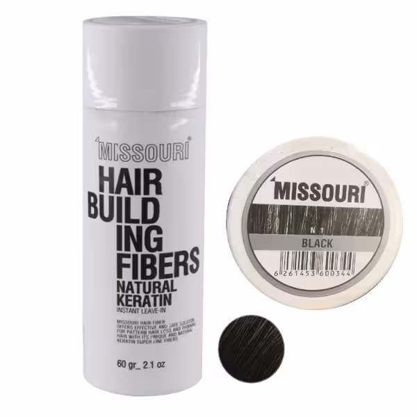 پودر مو مشکی حجم دهنده میسوری Missouri Hair Bulding Fibers N1