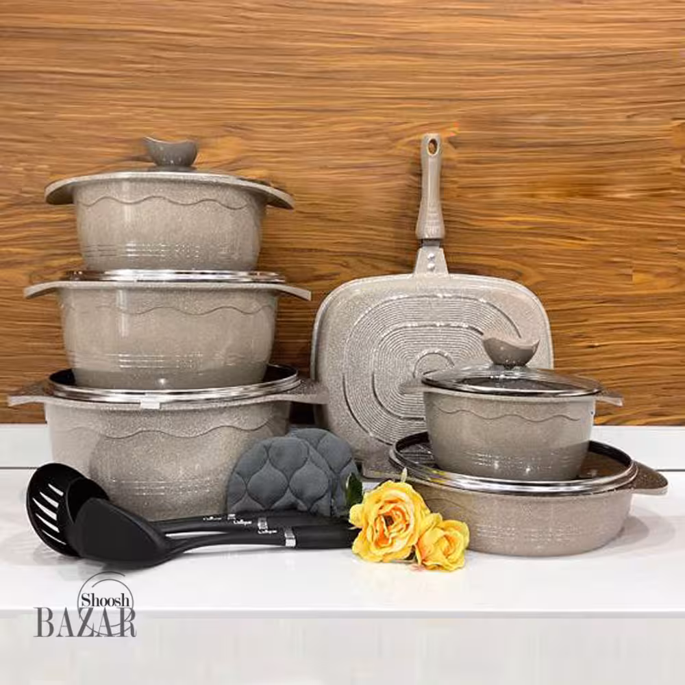 سرویس قابلمه 15 پارچه نسکافه ای بلا یونیک مدل 8842