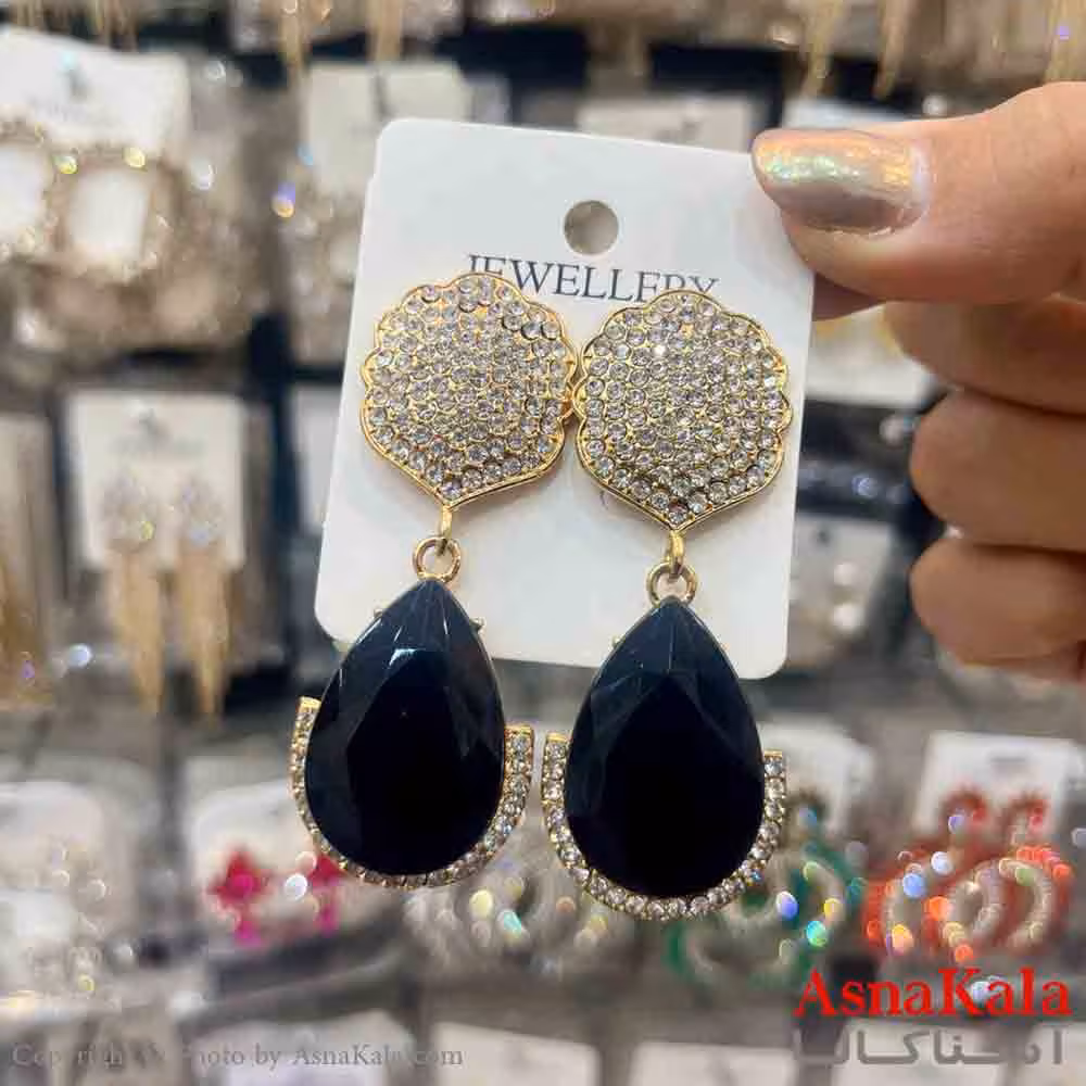 گوشواره استیل شیک دخترانه مدل اشک نگینی  کد GSH151362W