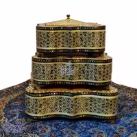 ست شکلات خوری دالبردار خاتم مدل چهار گوش