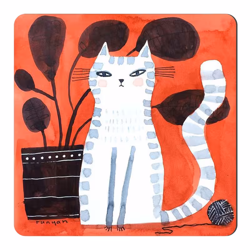 مگنت طرح گربه و گلدان کد wmg2483