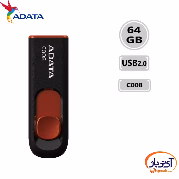 فلش مموری USB2.0 ای دیتا 64 گیگابایت مدل ADATA C008