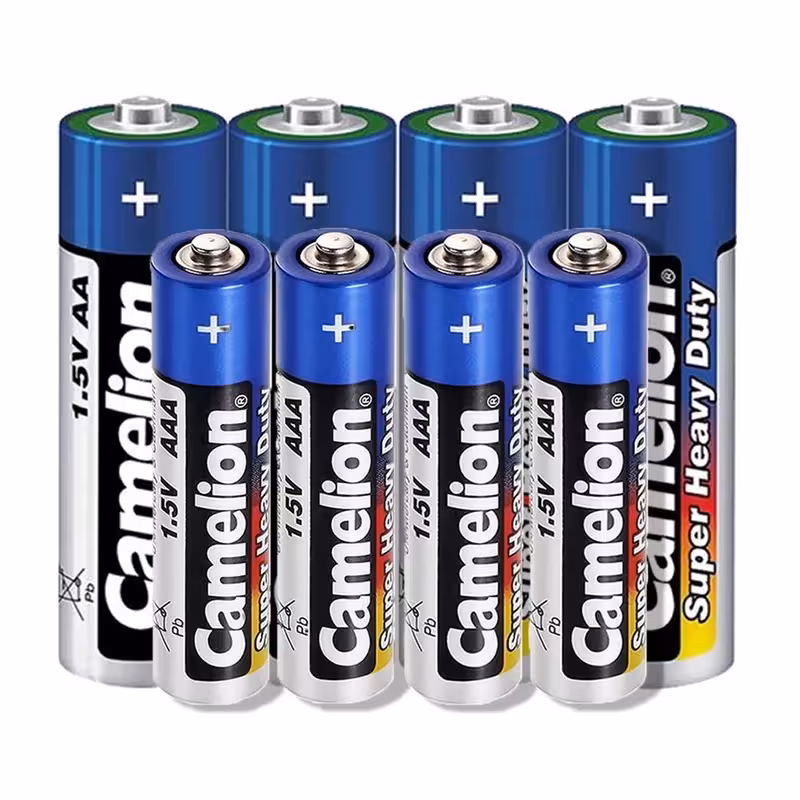 باتری قلمی و نیم قلمی کملیون مدل super heavy R6P-R03P مجموعه 8 عددی