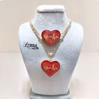 نیم ست رزینی مدل قلب قرمز کد PN02