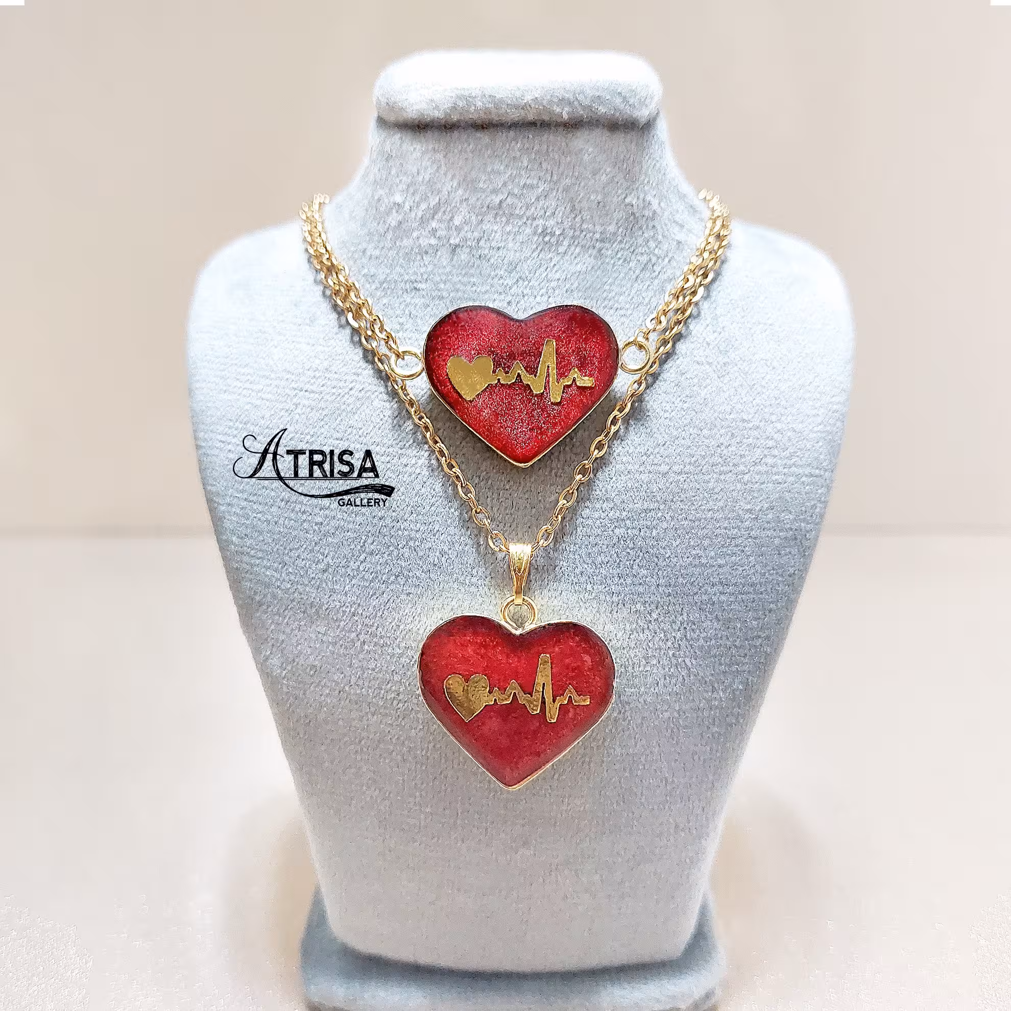 نیم ست رزینی مدل قلب قرمز کد PN02