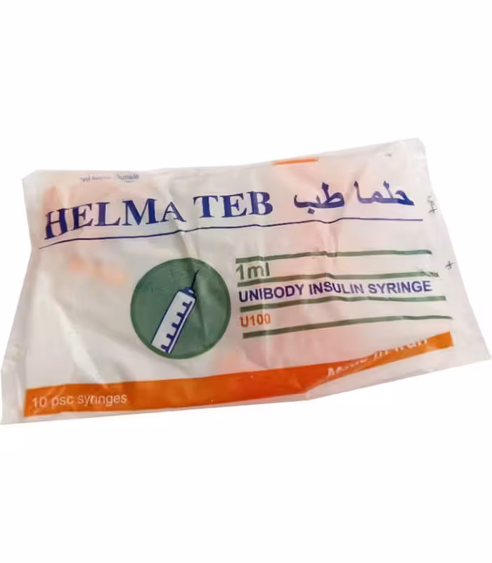 سرنگ انسولین حلما طب یک واحدی بسته 10 عددی سرنگ انسولین یکپارچه