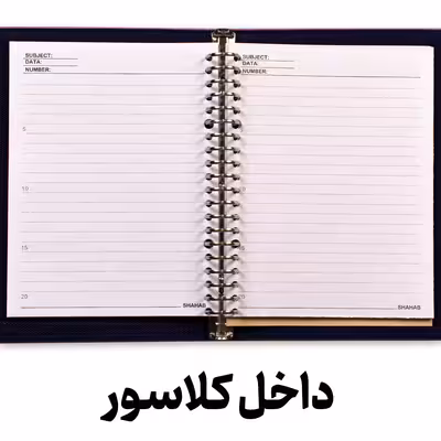 کلاسور مدل یک تکه چرمی طلاکوب شده 20 حلقه