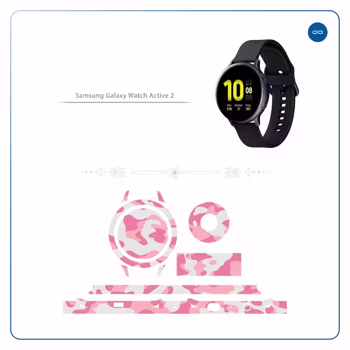 برچسب ماهوت طرح Army-Pink مناسب برای ساعت هوشمند سامسونگ Galaxy Watch Active 2 44mm