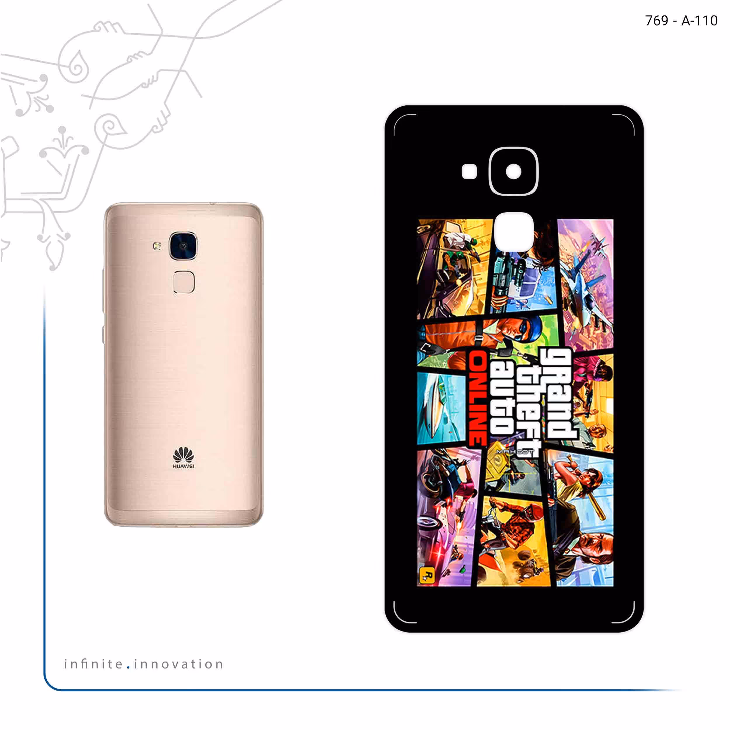 برچسب پوششی ماهوت مدل GTA Online Game Series مناسب برای گوشی موبایل هوآوی Gt3