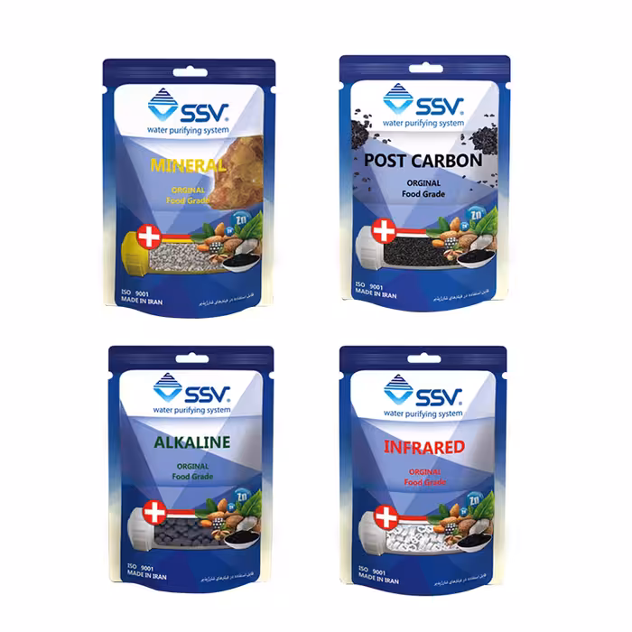 فیلتر دستگاه تصفیه آب اس اس وی مدل P.M.A.I مجموعه 4 عددی به همراه شارژ یدک وزن 140 گرم مجموعه 4 عددی