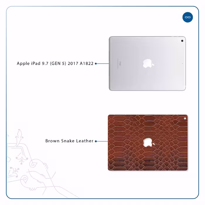 برچسب پوششی ماهوت مدل Brown-Snake-Leather مناسب برای تبلت اپل iPad 9.7 (GEN 5) 2017 A1822